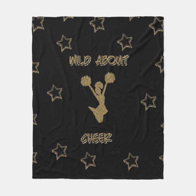 Wild über Cheer Black & Gold Stars Fleece Blanket (Vorderseite)