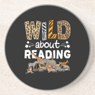Wild über das Lesen von Büchern und Bücherwurm Getränkeuntersetzer