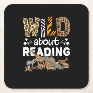 Wild über das Lesen von Büchern und Bücherwurm Rechteckiger Pappuntersetzer