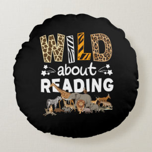 Wild über das Lesen von Büchern und Bücherwurm Rundes Kissen