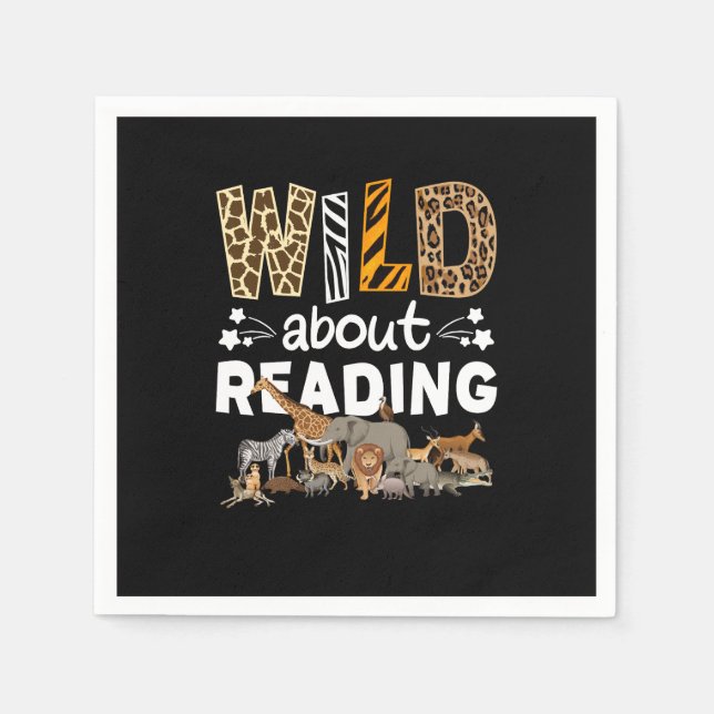 Wild über das Lesen von Büchern und Bücherwurm Serviette (Vorderseite)