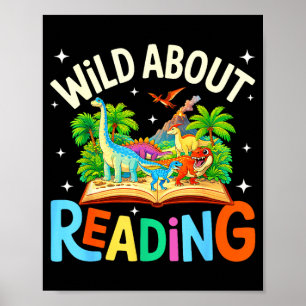 Wild über das Lesen von Dinosaurierbüchern Liebhab Poster