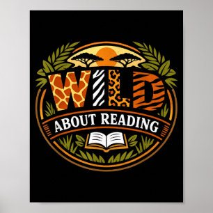 Wild über das Lesen von Tier-Kinderbüchern Poster