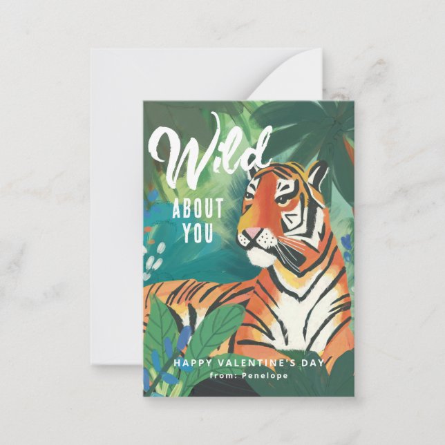 Wild über dich Jungle Tiger Valentinstag Mitteilungskarte (Vorderseite)