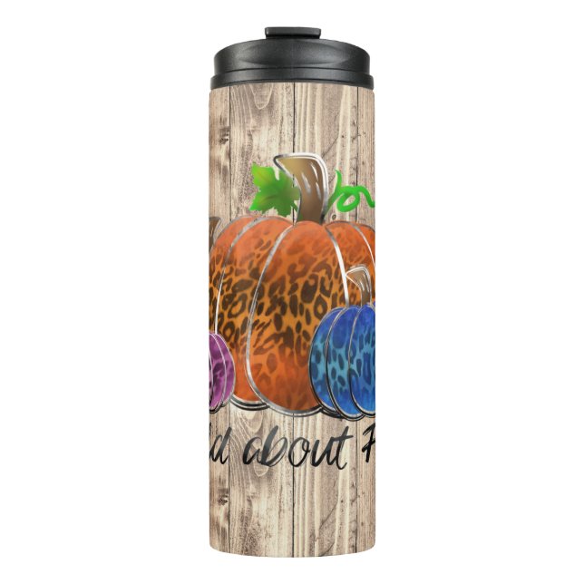 Wild über Fall Leopard Druckpumpen Thermosbecher (Vorderseite)