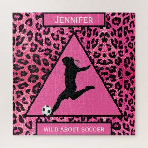 Wild über Fußballmädchen Pink Jigsaw Puzzle