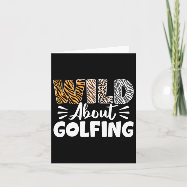 Wild über Golfing Animals Muster Golfer Leopard Karte (Vorderseite)