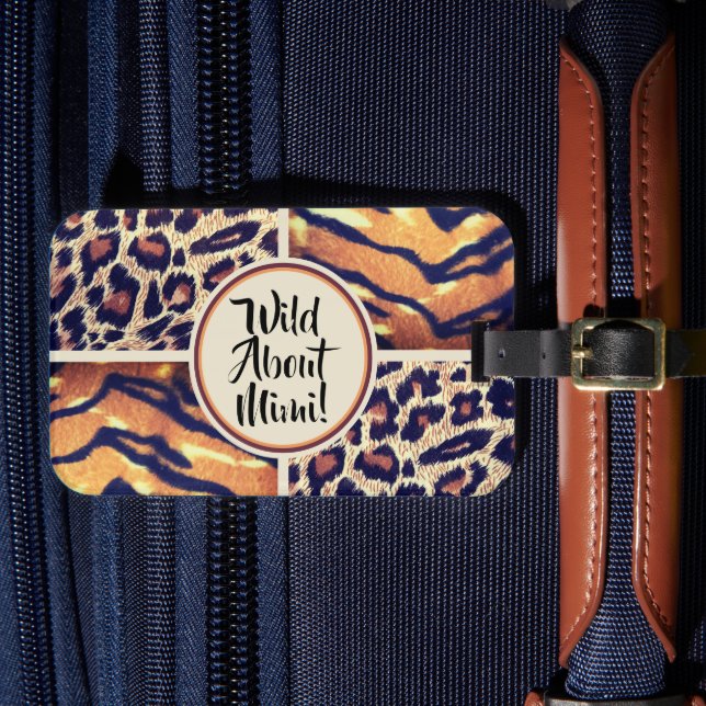 Wild über Mimi-Tierdruck Gepäckanhänger (Vorderseite Insitu 4)