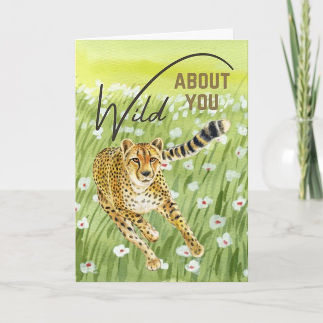 Wild über Sie Geparden Feld Valentine Karte (Vorderseite)
