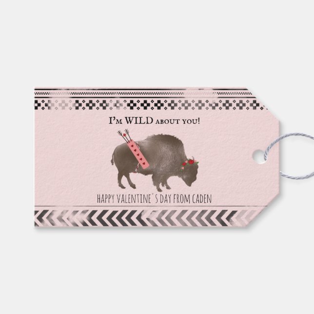 Wild über Sie Klassenzimmer Valentine Buffalo Foto Geschenkanhänger (Vorderseite (Horizontal))