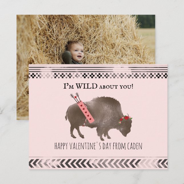 Wild über Sie Klassenzimmer Valentine Buffalo Foto Postkarte (Vorne/Hinten)