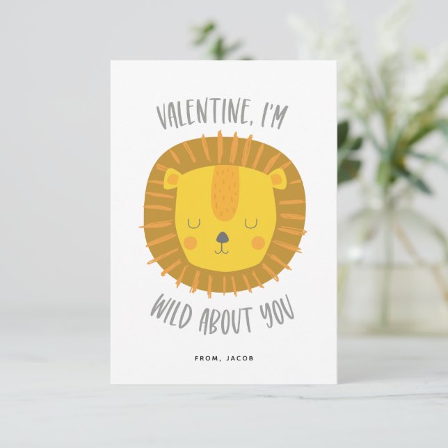 Wild über Sie Valentine Card weiß Einladung (Stehend Vorderseite)