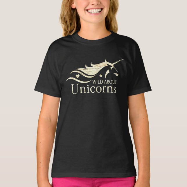 Wild über Unicorns - Einhorn T-Shirt (Vorderseite)