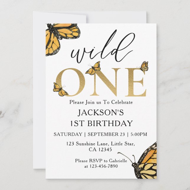 Wild Un 1er anniversaire Invitation pour un Safari (Devant)