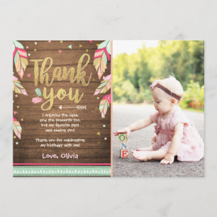 Wild Un anniversaire Carte de remerciements or ros