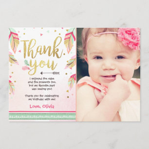 Wild Un anniversaire Carte de remerciements or ros