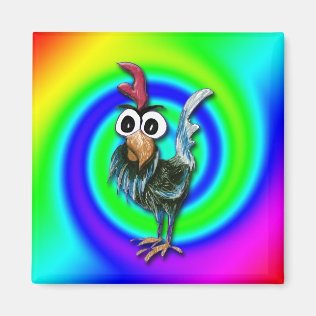 Wild und Crazy Rooster Magnet (Vorne)