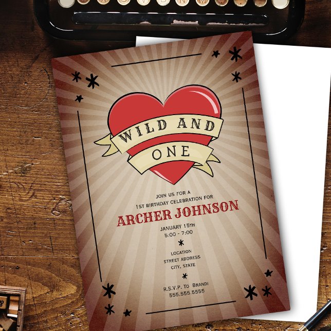 Wild und ein Tattooherz Einladung zum Geburtstag (Von Creator hochgeladen)