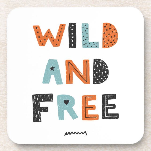 Wild und frei | Doodle Letters Getränkeuntersetzer (Vorderseite)