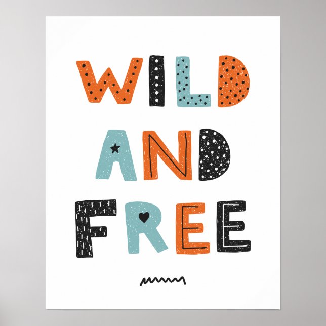 Wild und frei | Doodle Letters Poster (Vorne)