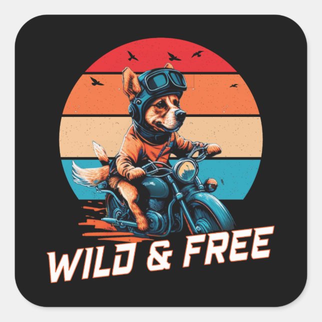 Wild und frei quadratischer aufkleber (Vorderseite)
