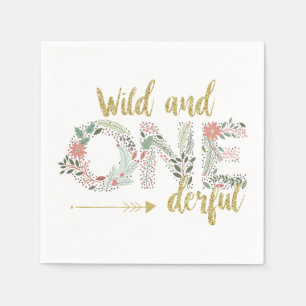 Wild und freundlich First Birthday Baby Girl Serviette
