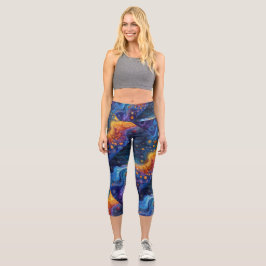Wild und Funky/Orange/blau/Yoga Capris