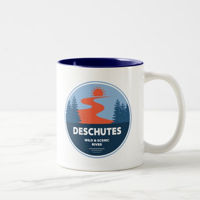 Wild und Landschaftlicher Fluss Deschutes, Oregon Zweifarbige Tasse (Rechts)