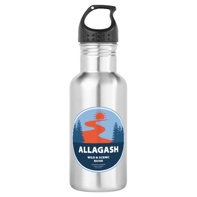 Wild und Landschaftlicher Fluss Maine Edelstahlflasche (Vorderseite)