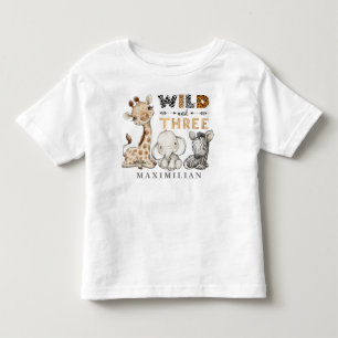Wild und Three Birthday Jungle Baby T - Shirt