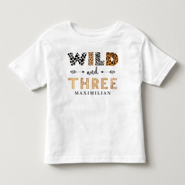Wild und Three Birthday Safari Baby T - Shirt (Vorderseite)