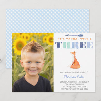 Wild und Three, Fox 3. Geburtstags-Party für Junge Einladung