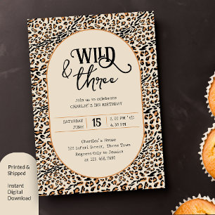 Wild und Three Leopardendruck Neutral 3. Geburtsta Einladung