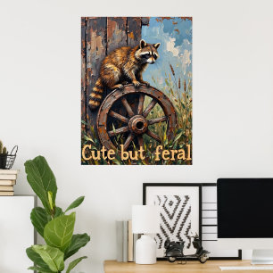 Wild und Vornehm: Waschbär auf antiker Rad Poster