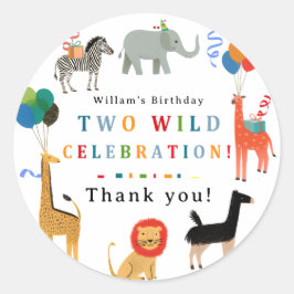 Wild und Whimsical 2. Geburtstag Runder Aufkleber