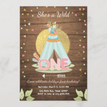 Wild Une invitation d'anniversaire Teepee Boho Gir