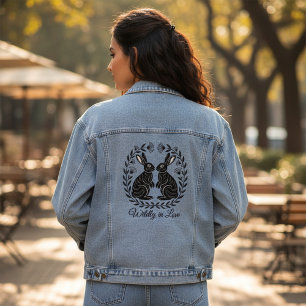 Wild Verliebt Linolschnitt Hasen Romantisch Jeansjacke
