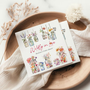 Wild verliebt Wildblumen Wasserfarbe Brautdusche Serviette