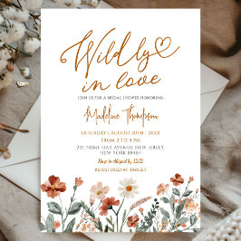 Wild verliebte Brautparty mit Herbst-Wildblumen Einladung