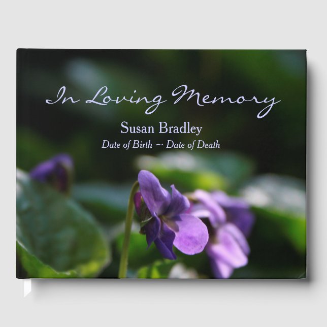 Wild Violets Floral Foto Memorial Gästebuch (Vorderseite)