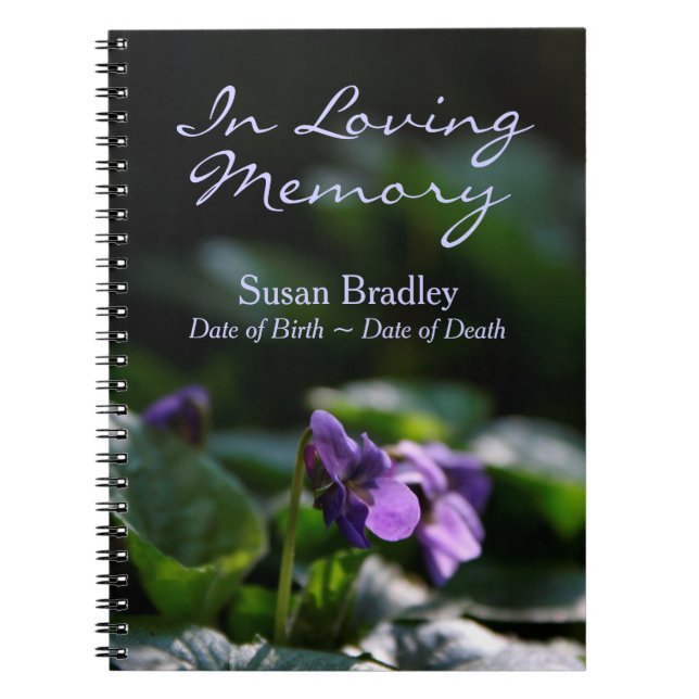 Wild Violets Floral Foto Memorial Gästebuch SpNB Notizblock (Vorderseite)