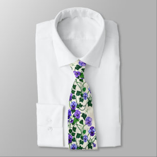 Wild Violets & Ivy Nahtloses Botanisches Muster Krawatte