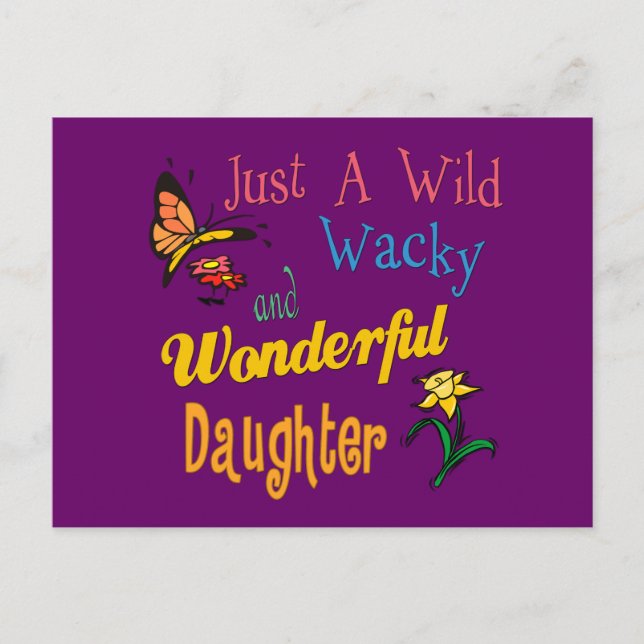 Wild Wacky und ein wunderbares Geschenk für die To Postkarte (Vorderseite)