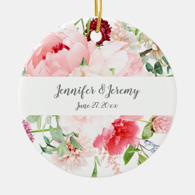 Wild-Wasserfarben-Garten-Hochzeitssache Keramik Ornament (Vorne)