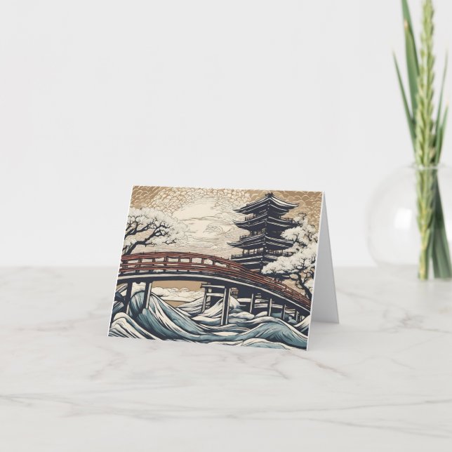 Wild water met brug feiertagskarte (Vorderseite)