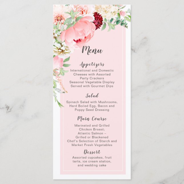Wild Watercolor Garden Wedding | Menükarte (Vorderseite)