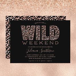 Wild Weekend Rose Gold Leopard Bachelorette Invita Einladung