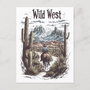 Wild-West-Abenteuer-Illustration Postkarte