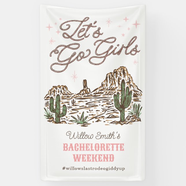 Wild West Bachelorette Let's Go Girls Vinyl Banner (Vertikal)