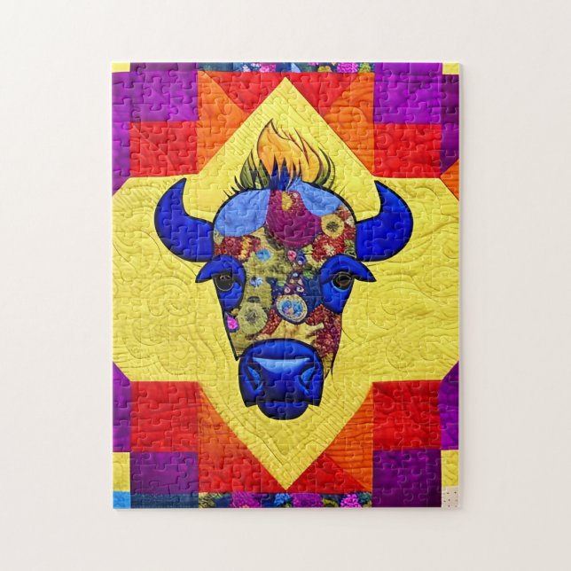 Wild West Bison quilt like Design (Vertikal)
